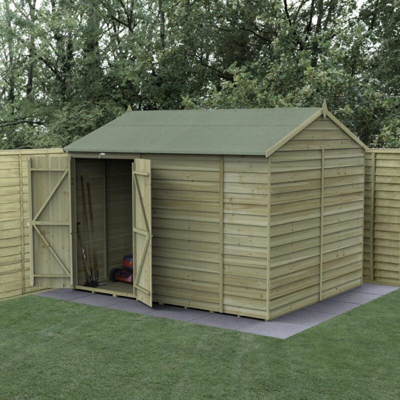 Forest 4LIFE Reverse Apex Shed 10x8 - Double Door, No Windows