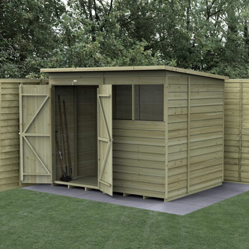 Forest 4LIFE Pent Shed 8x6 - 2 Windows, Double Door