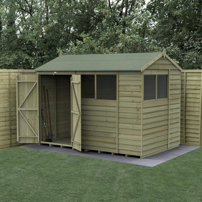 Forest 4LIFE Reverse Apex Shed 10x6 - Double Door, 4 Windows