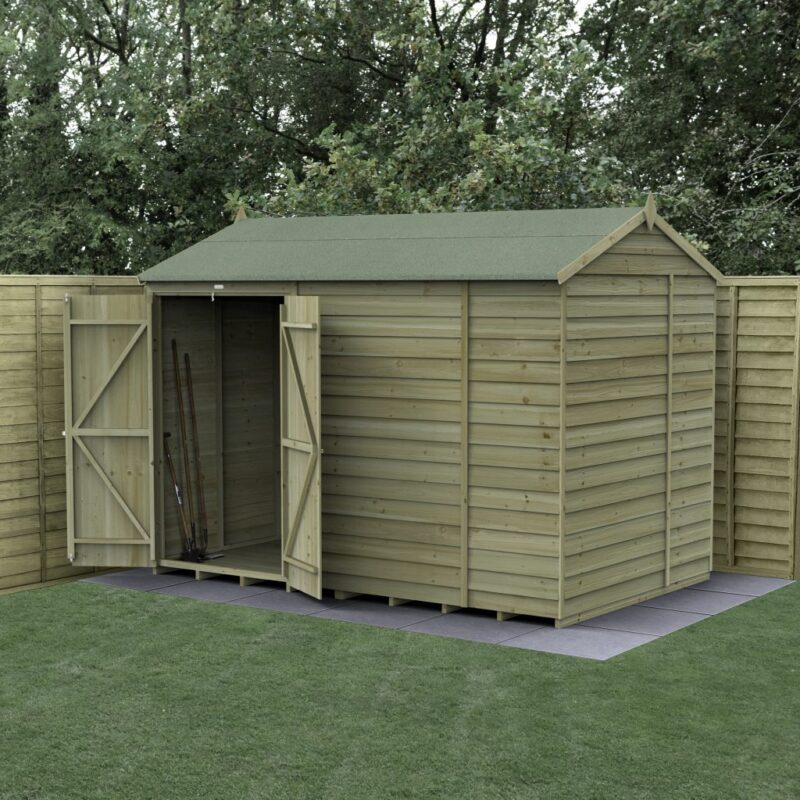 Forest 4LIFE Reverse Apex Shed 10x6 - Double Door, No Windows