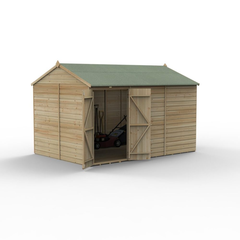 Forest Beckwood 12x8 Reverse Apex Shed - No Windows - Double Door - Image 2