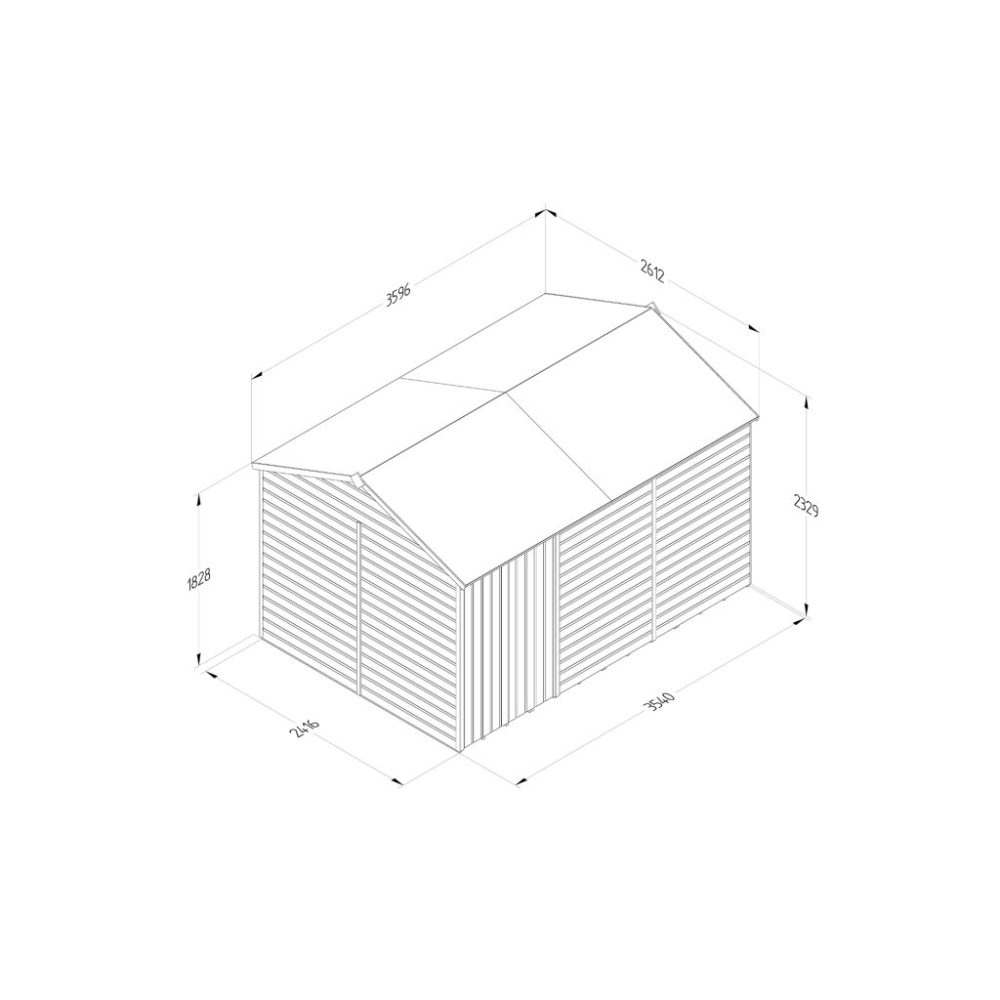 Forest Beckwood 12x8 Reverse Apex Shed - No Windows - Double Door - Image 4
