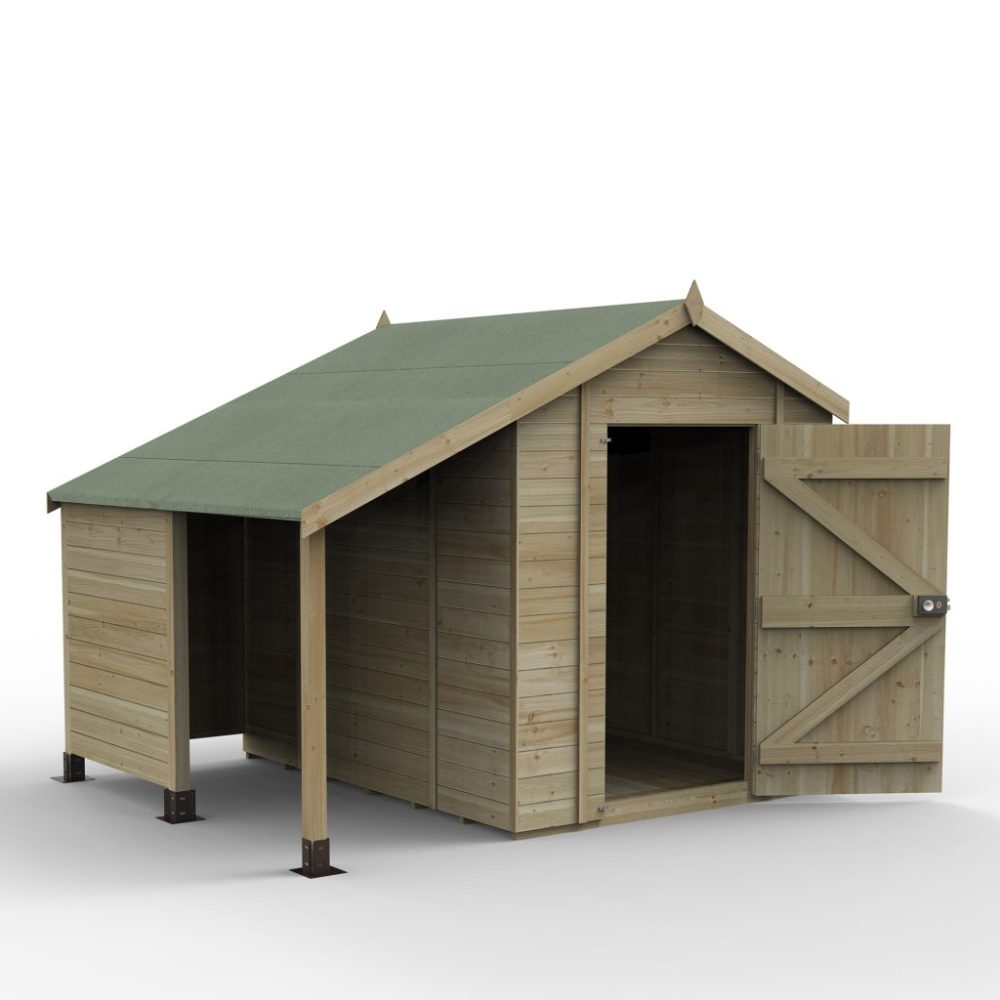 Forest Timberdale 6x8 Apex Shed No Window With Log Store - Image 3
