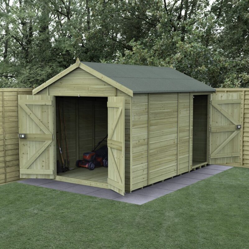 Forest Timberdale 12x8 Apex Shed No Window, Double Doors - Combo