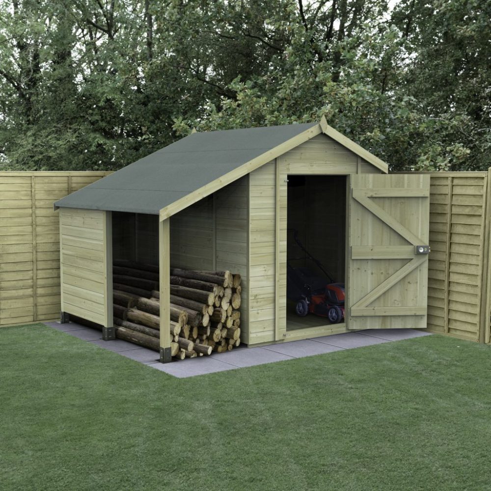 Forest Timberdale 6x8 Apex Shed No Window With Log Store