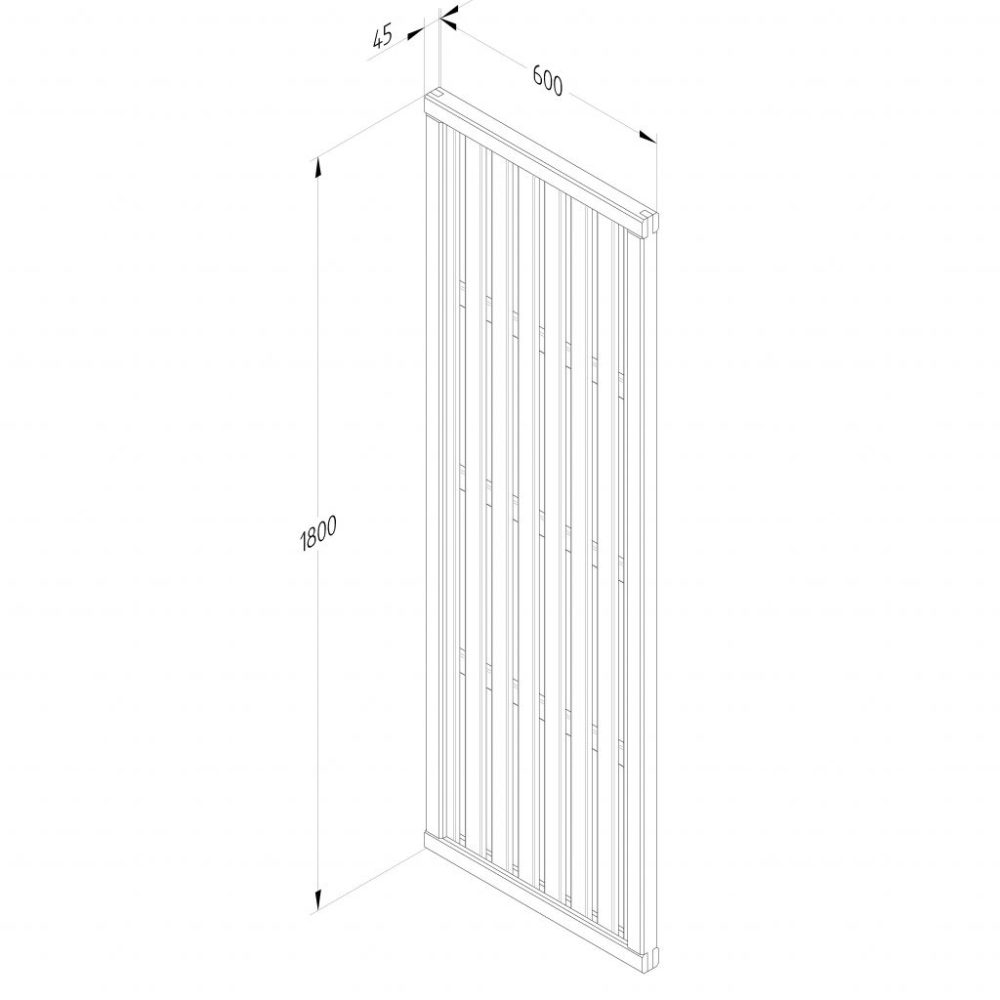 Forest Garden 1.8m x 0.6m Pressure Treated Vertical Slatted Screen - Image 2