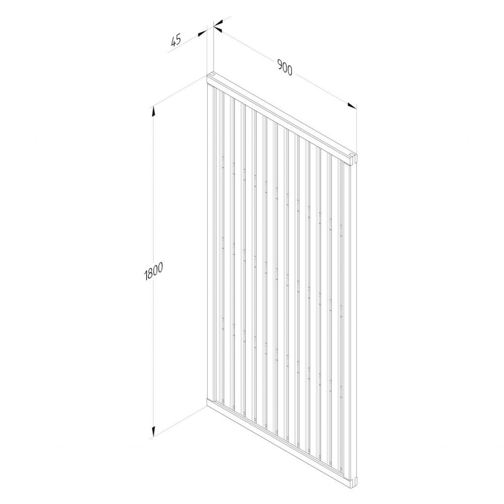 Forest Garden 1.8m x 0.9m Pressure Treated Vertical Slatted Screen - Image 2