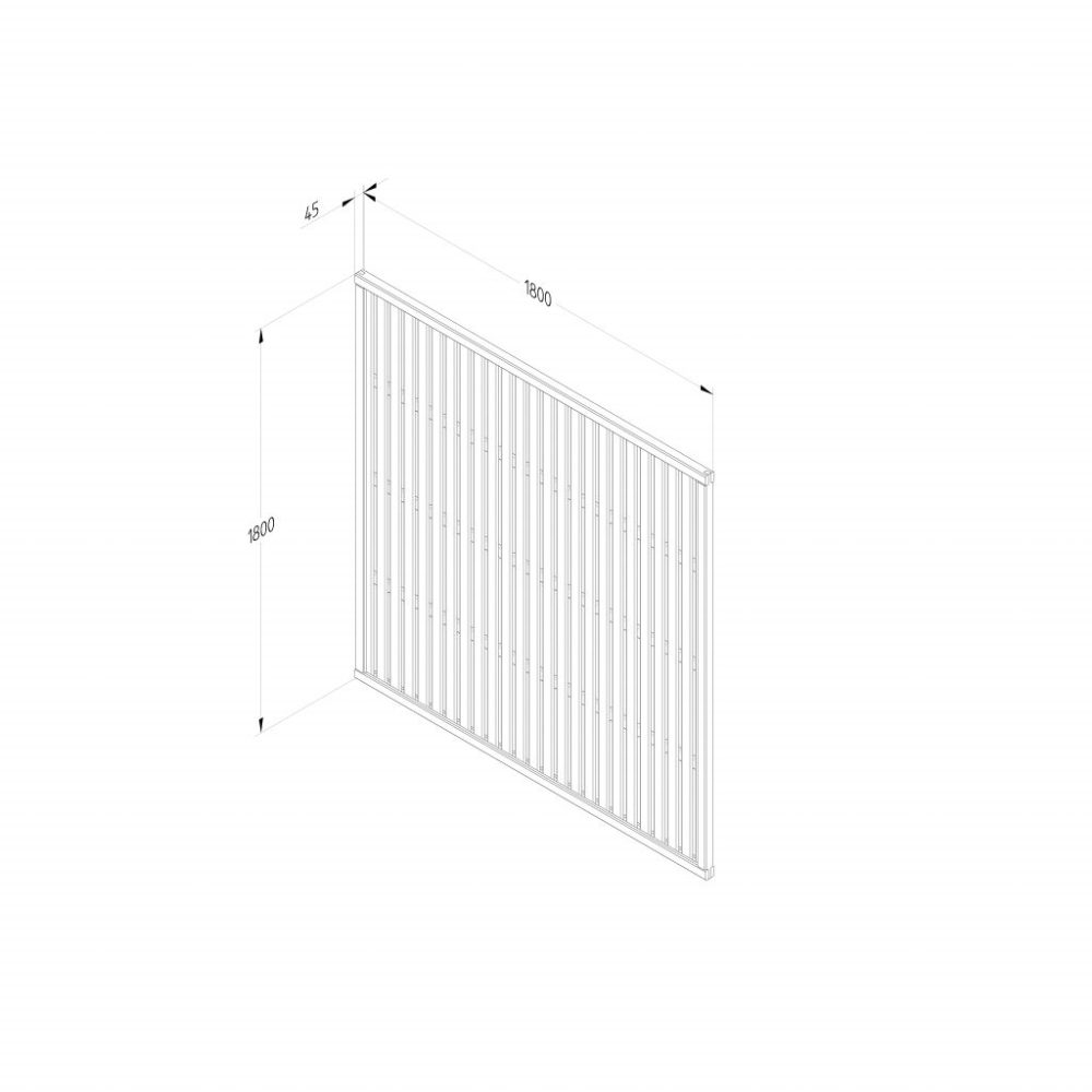 Forest Garden 1.8m x 1.8m Pressure Treated Vertical Slatted Screen - Image 2