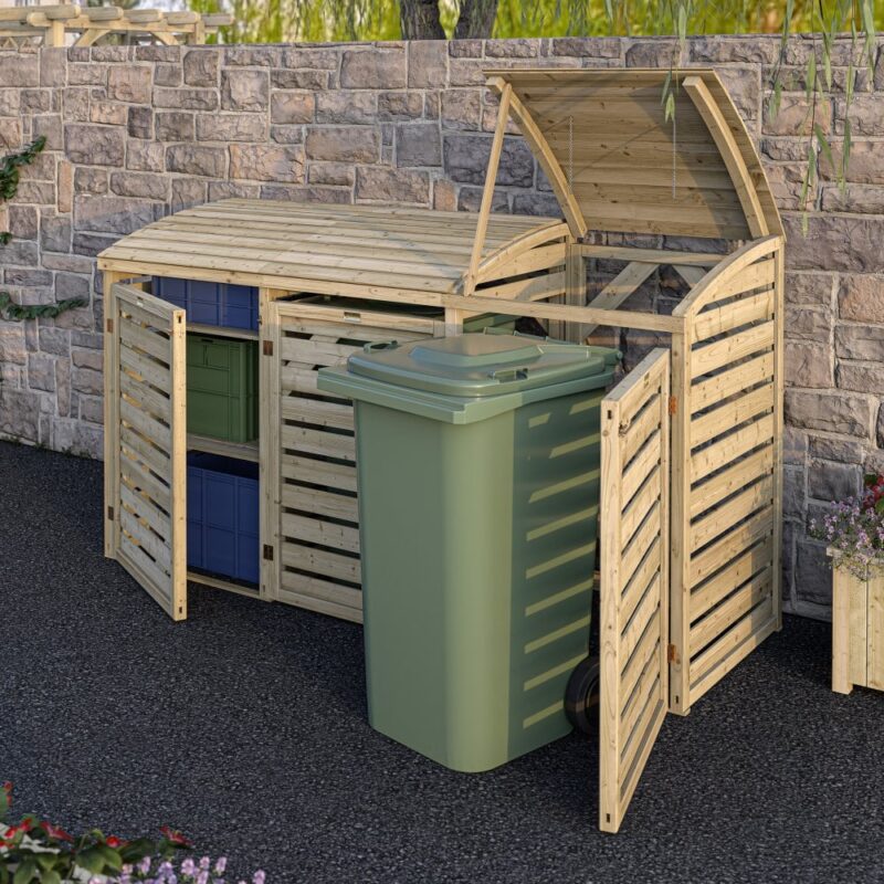 Double Bin Store With Box Store Pressure Treated