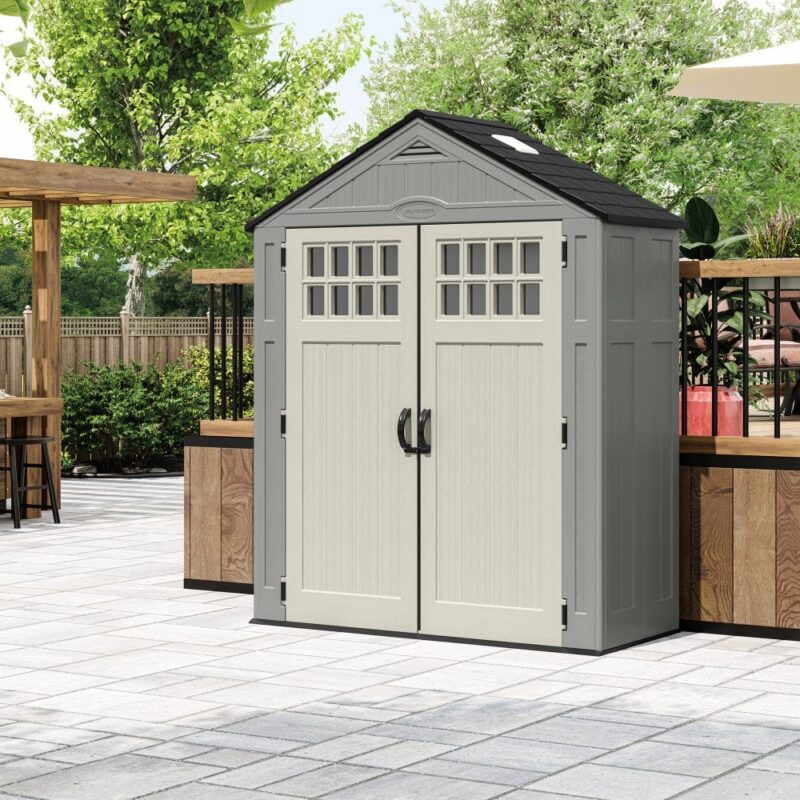 Suncast Everett 6ft x 3ft Plastic Resin Garden Storage Shed - Premium Outdoor Apex Building