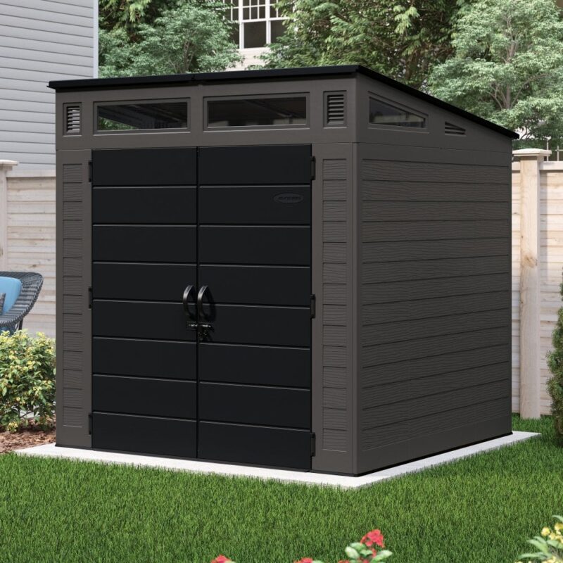 Suncast Moda Modernist 7ft x 7ft Plastic Resin Garden Storage Shed - Premium Outdoor Pent Building