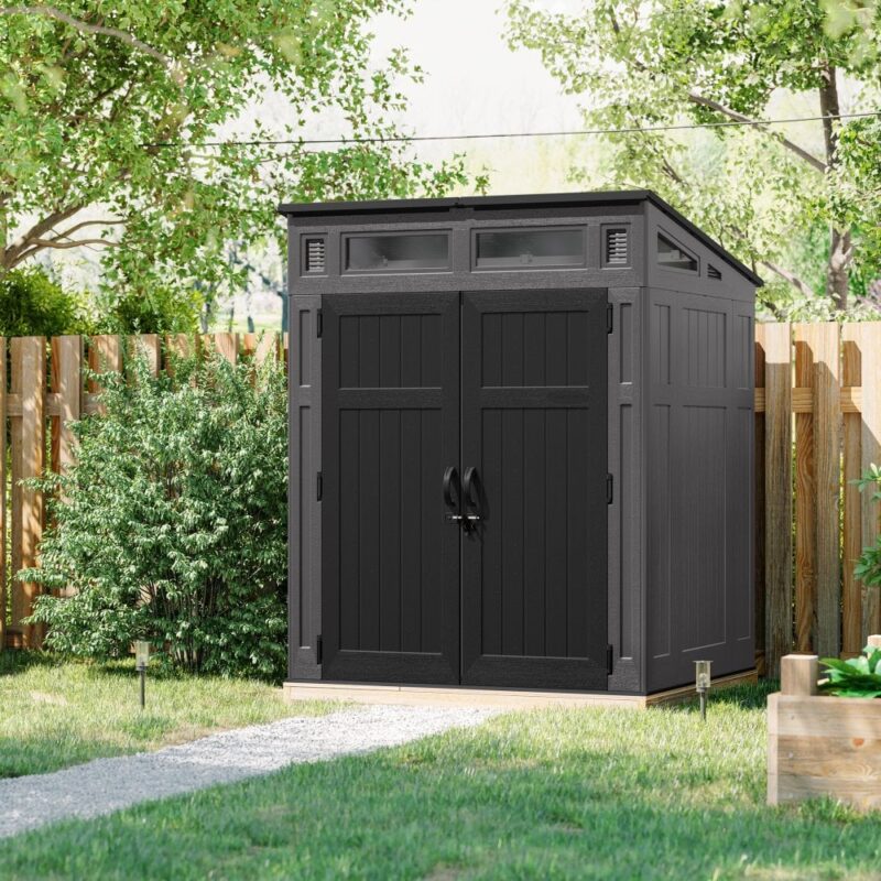 Suncast Moda Modernist 6ft x 5ft Plastic Resin Garden Storage Shed - Premium Outdoor Pent Building
