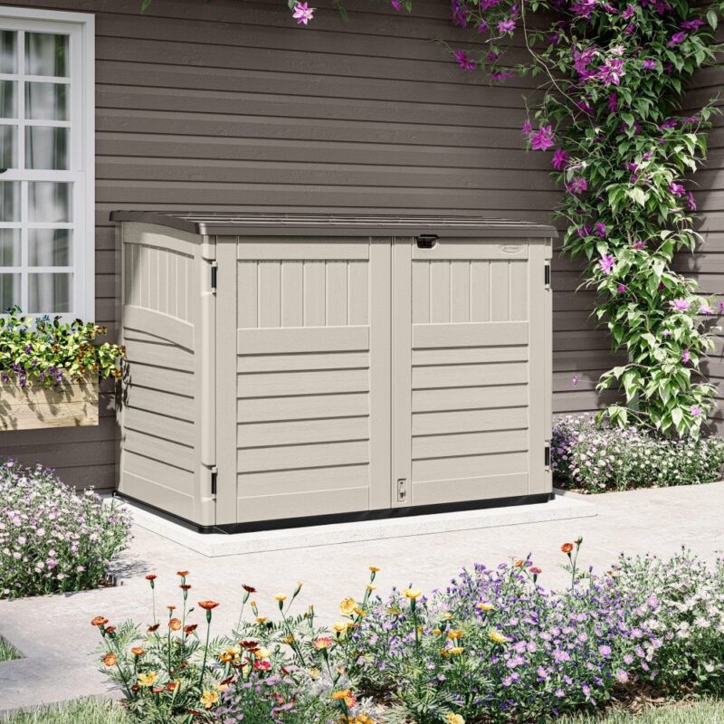 Suncast Stow-Away Large Store Outdoor Storage Unit- Vanilla